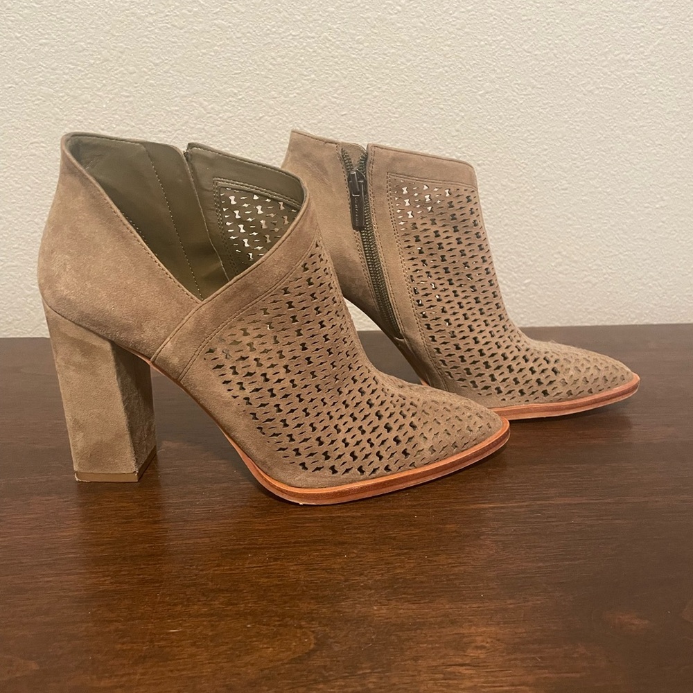 Vince Camuto Tan Perforated Ankle Boots